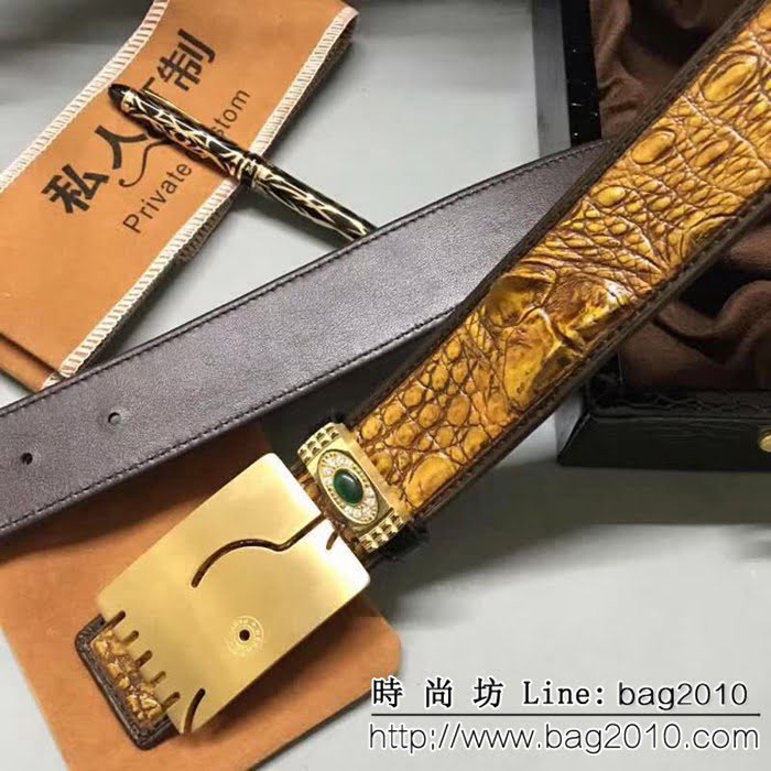 愛馬仕HERMES 純手工美洲鱷魚骨皮 海外專櫃新款高端男士皮帶 HHG1076